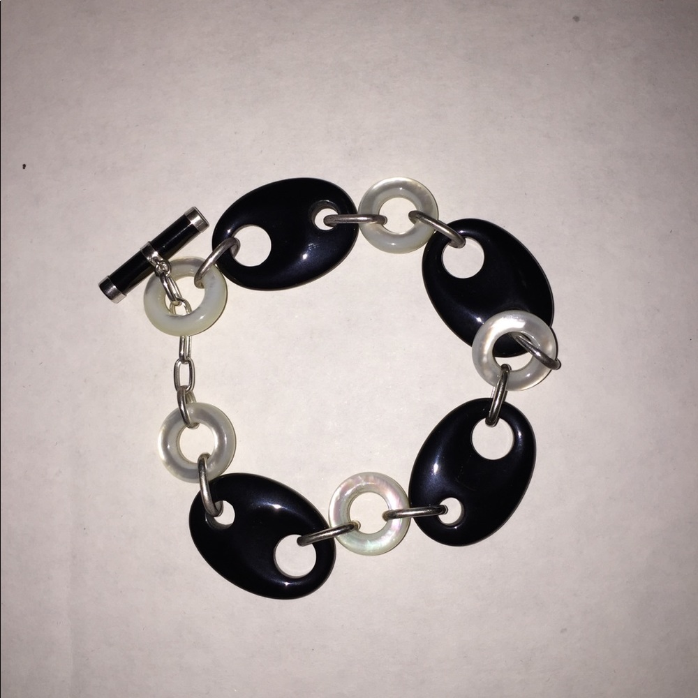 Black jade sterling sliver toggle clasp